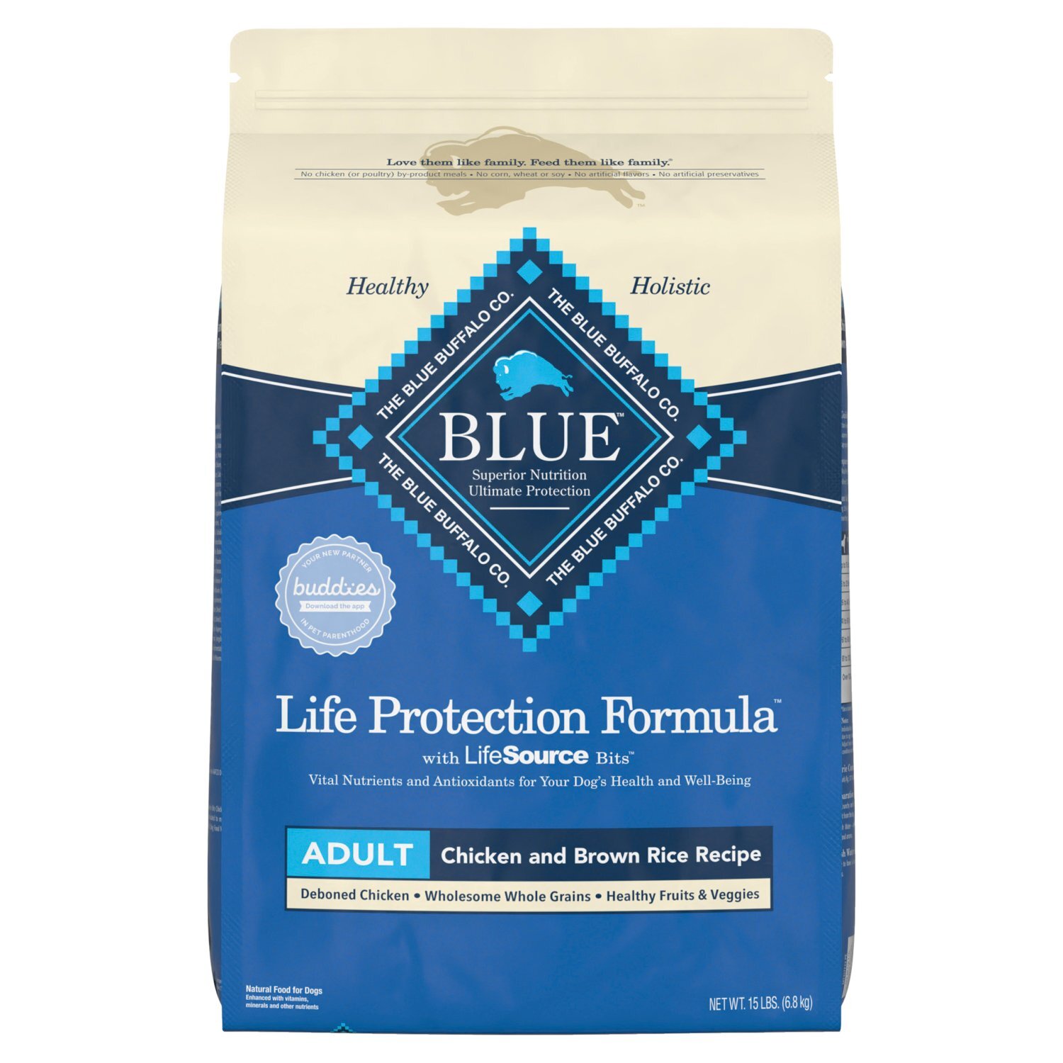 Blue Buffalo Life Protection Formula Natural Adult Dry Dog Food, Chicken and Brown Rice 15-lb Image 1 of 11