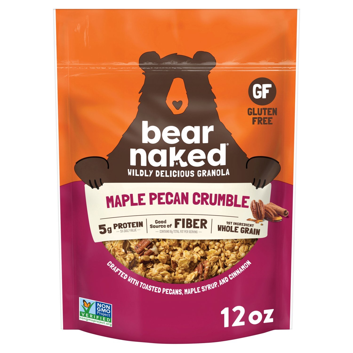 Bear Naked Maple Pecan Crumble Granola Cereal, Good Source of Fiber, 12  oz Bag Image 1 of 11