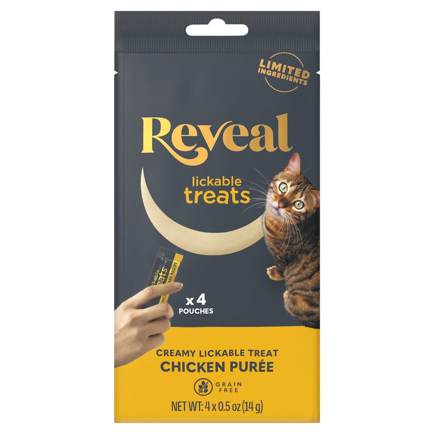 Reveal Chicken Purée Creamy Lickable Treat Cat Food, 4 count, 0.5 oz Image 1 of 8
