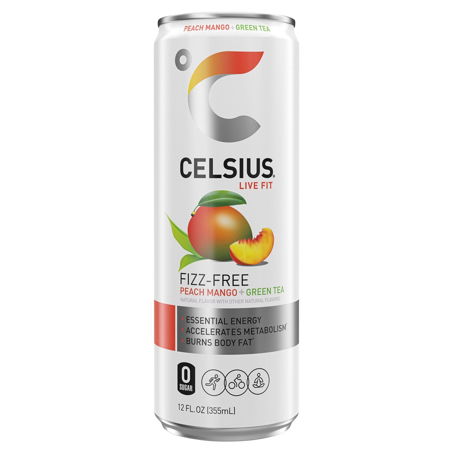 Celsius Live Fit Fizz-Free Peach Mango + Green Tea Energy Drink