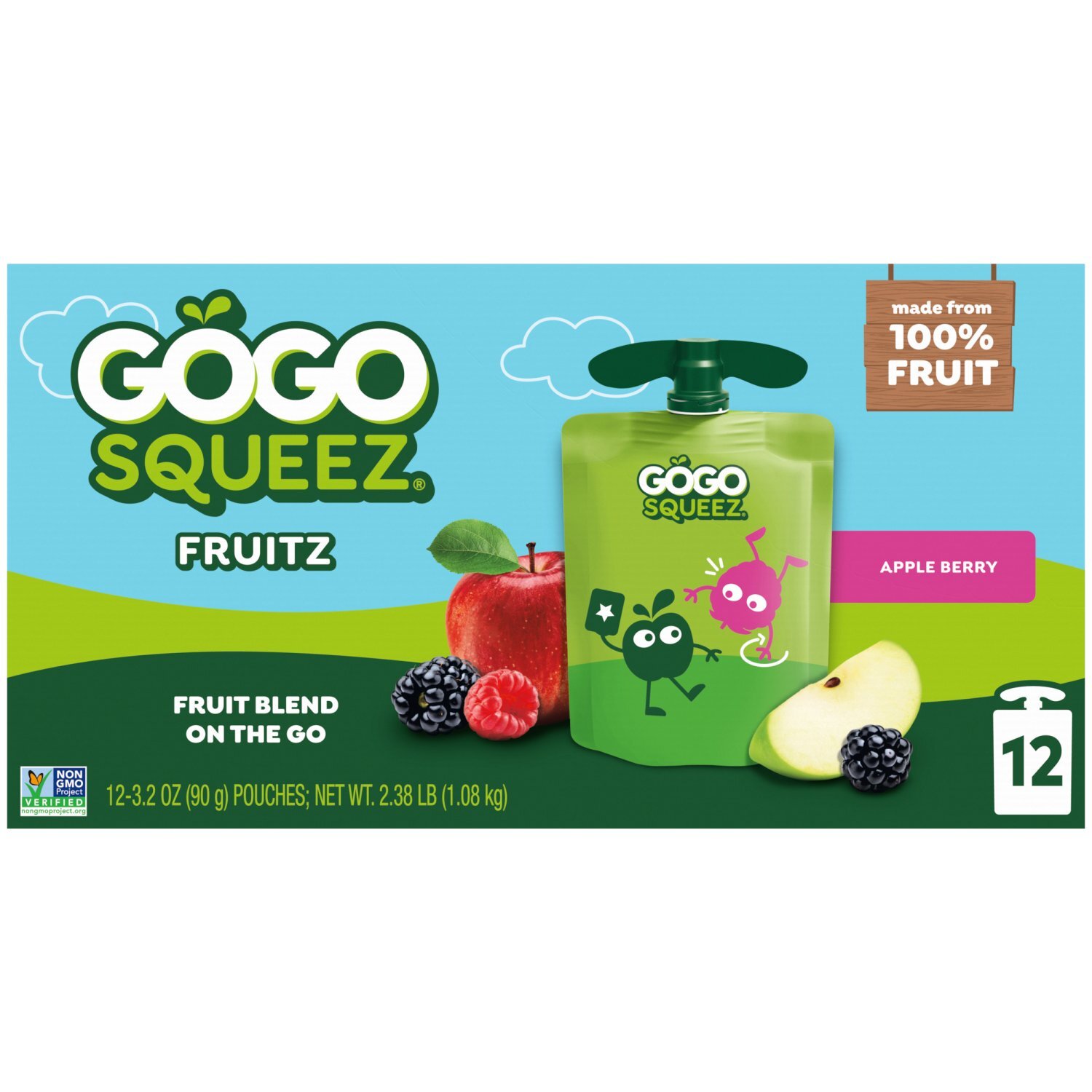 GoGo squeeZ No Sugar Added Apple Berry Applesauce and Fruit Puree
