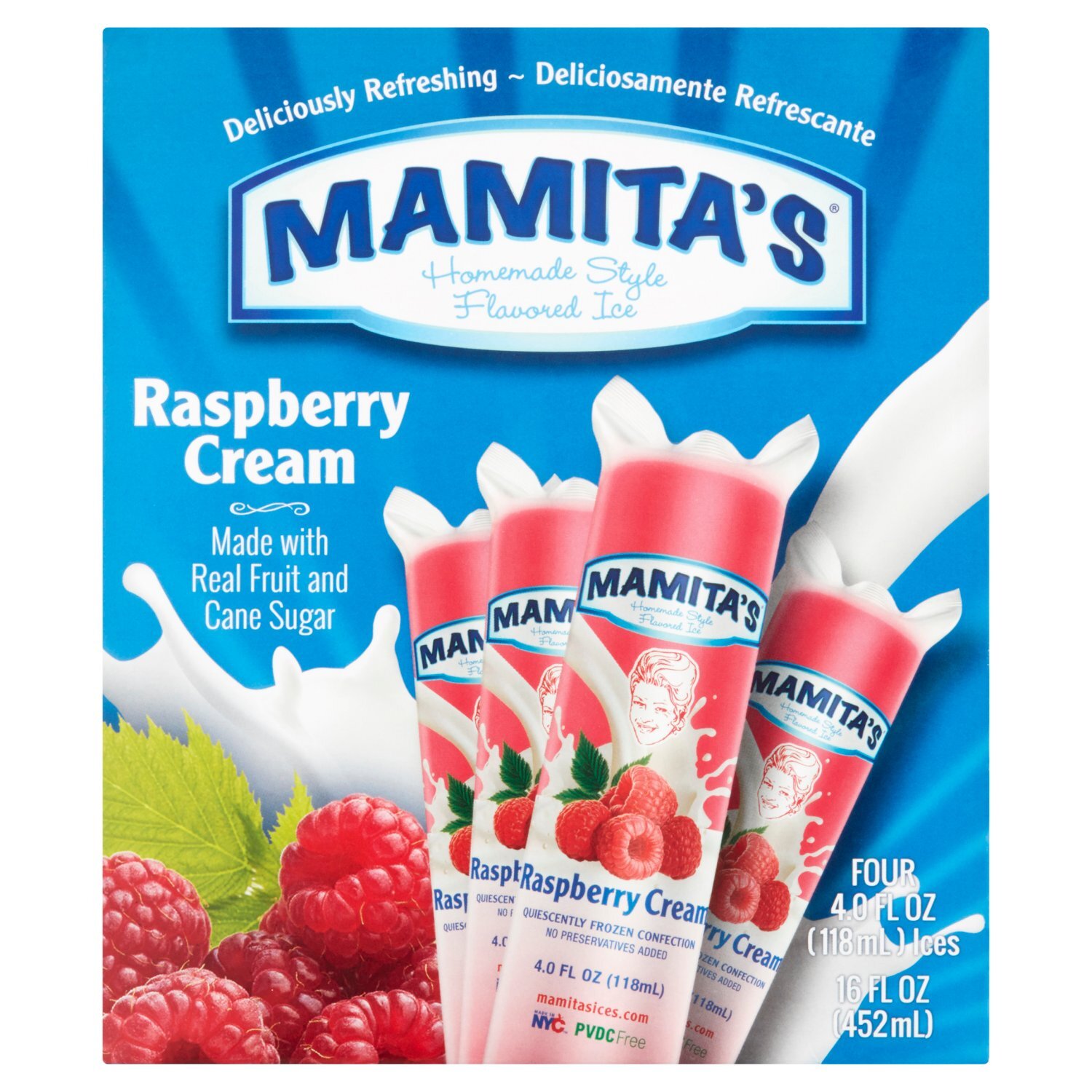 Mamita's Raspberry Cream Homemade Style Flavored Ice, 4.0 fl oz, 4