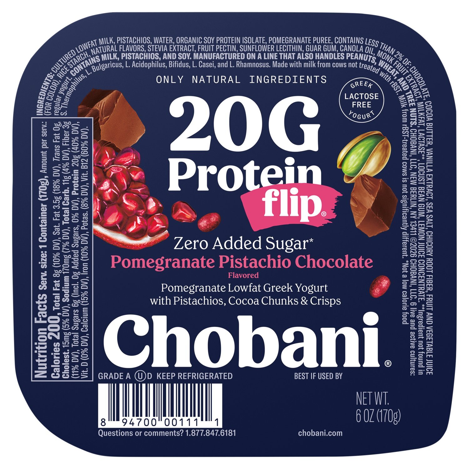Chobani Flip 20g Protein Pomegranate Pistachio Chocolate Flavored