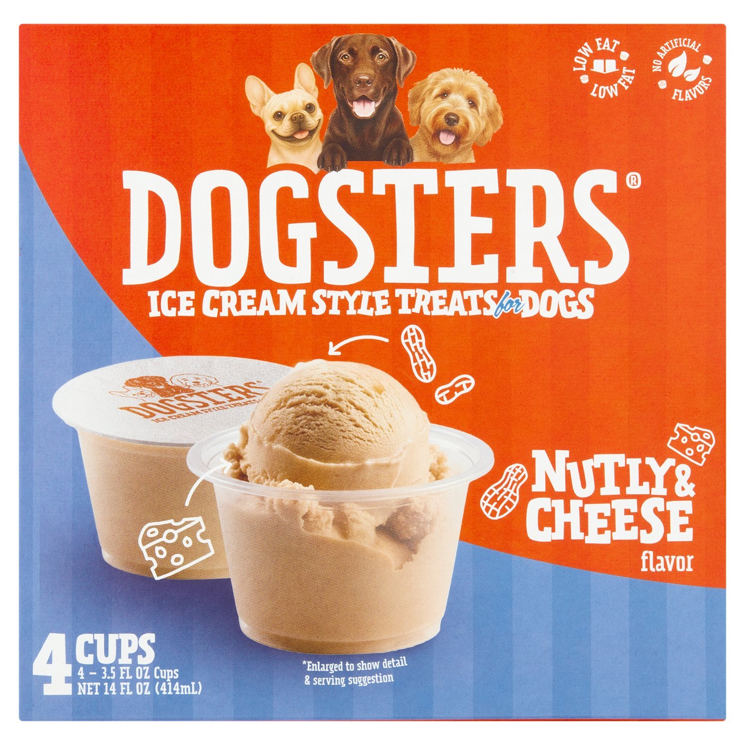 Dogsters Nutly & Cheese Flavor Ice Cream Style Treats for Dogs, 3.5 fl oz, 4 count Image 1 of 7