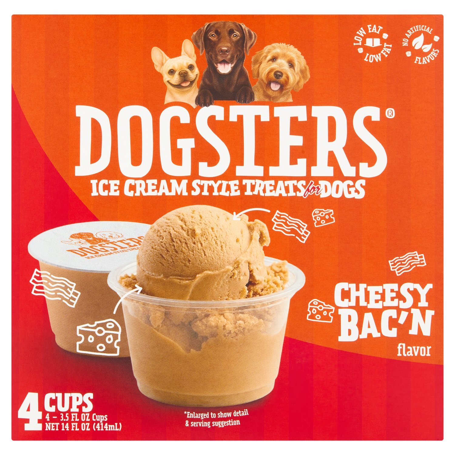 Dogsters Cheesy Bac'n Flavor Ice Cream Style Treats for Dogs, 3.5 fl oz, 4 count Image 1 of 7